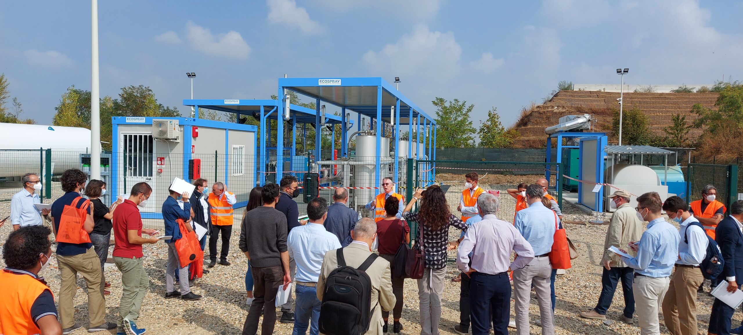 Impianto di piccola taglia (ECOSPRAY) per la liquefazione di biometano, da upgrading del biogas, installato presso una discarica